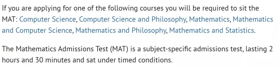 申请牛津大学需要考 MAT 的几大专业