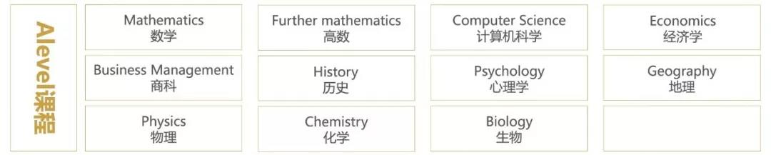 学诚国际教育A-level课程常年开设的课程