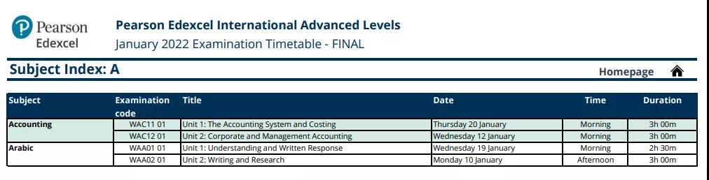 2022A-Level各科具体考试时间