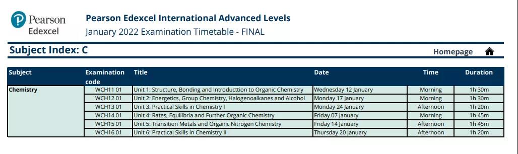2022A-Level各科具体考试时间