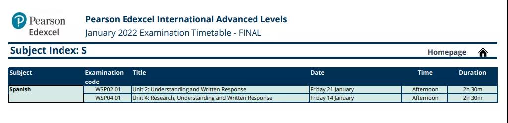 2022A-Level各科具体考试时间