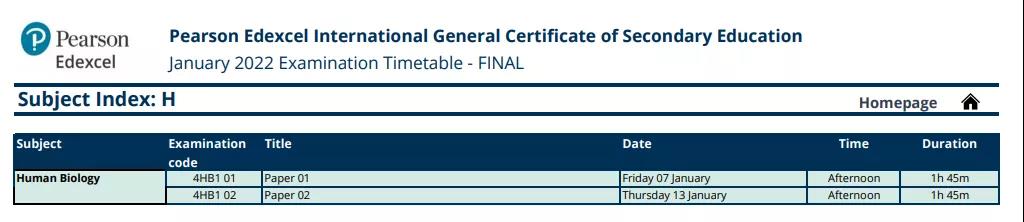 2022IGCSE各科具体考试时间