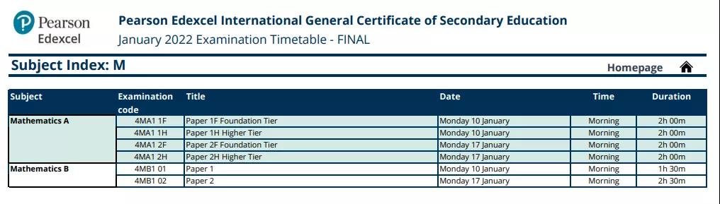 2022IGCSE各科具体考试时间