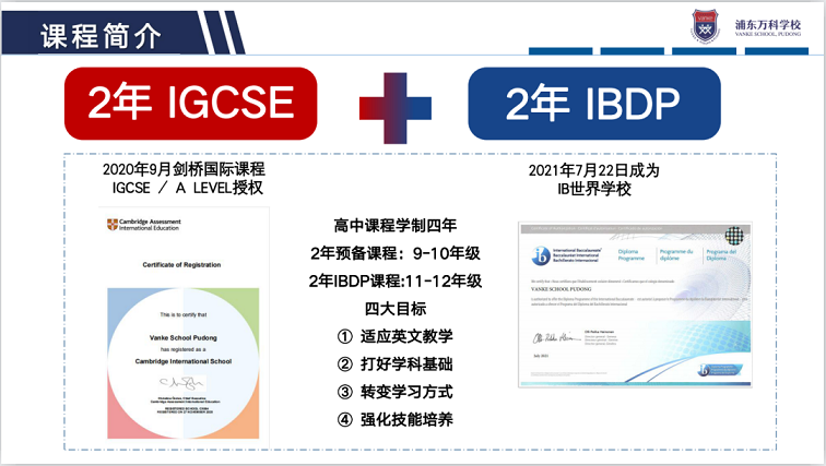 上海浦东万科课程设置