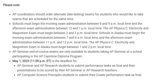 AP考试注意事项