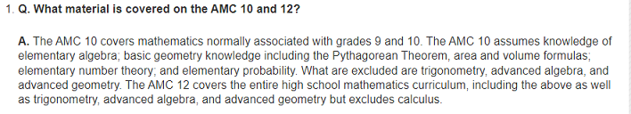 AMC10/12考察数学主题范围