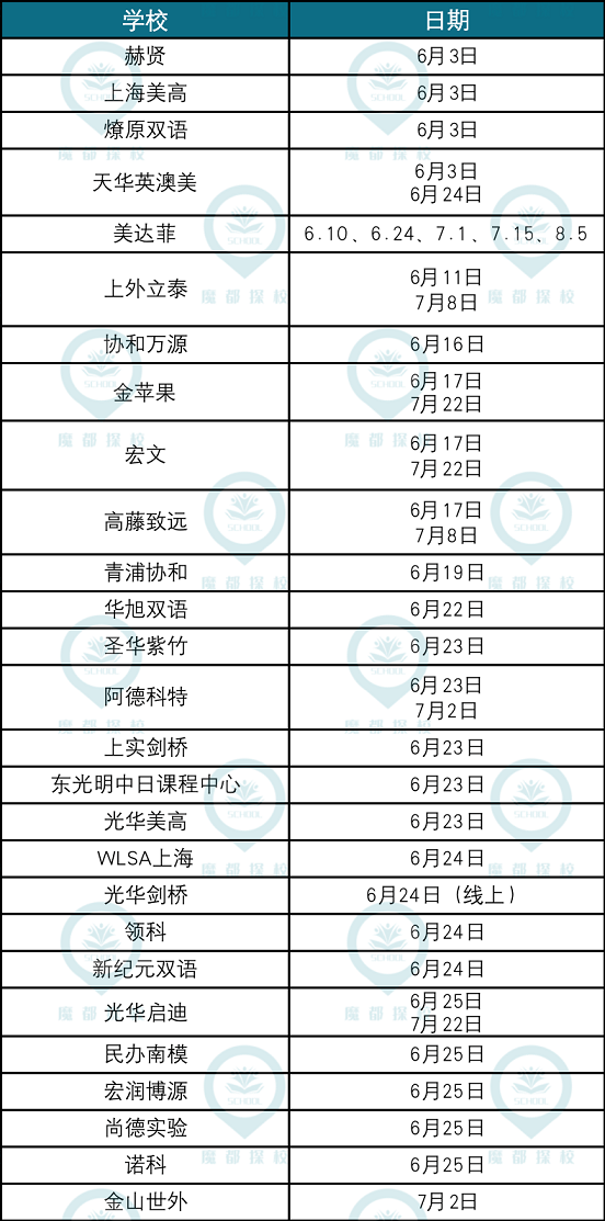 6-7月上海国际学校入学考试日期