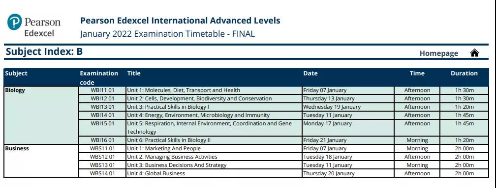 爱德思Alevel/IGCSE2022年1月考试时间汇总！